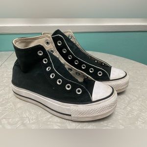 Used and washed- Converse Canvas Black Platform CTAS Sneakers Blk size 6.5